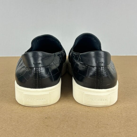Cole Haan Grandpro Spectator Leather Loafers Womens 8 Black Croc Embossed - Picture 4 of 10